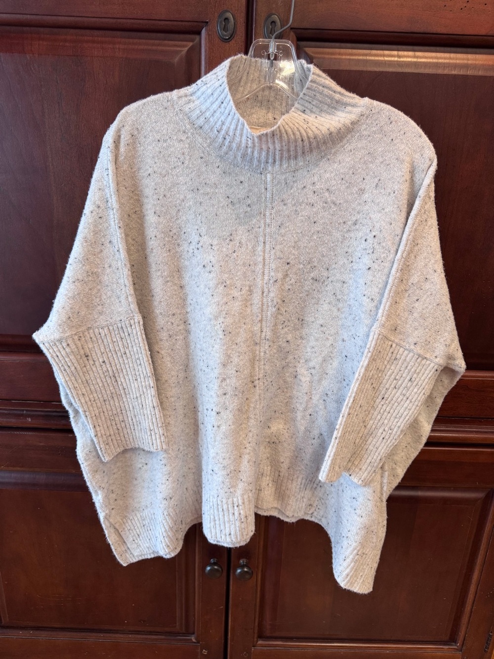 Loft light grey speckled, mock neck sweater size Petite Large